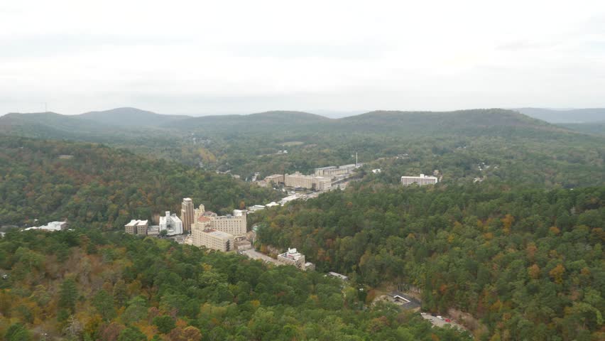 Hot Springs Arkansas Mountains Aerial View Wide Buildings