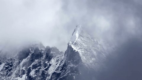 Khumbu Himalaya, view on Mountain Mt Everest before snowstorm. Time-lapse.