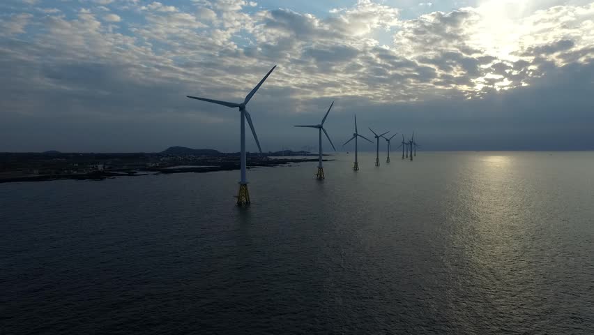 Offshore wind turbines, Jeju island, South Korea | Shutterstock HD Video #32999755