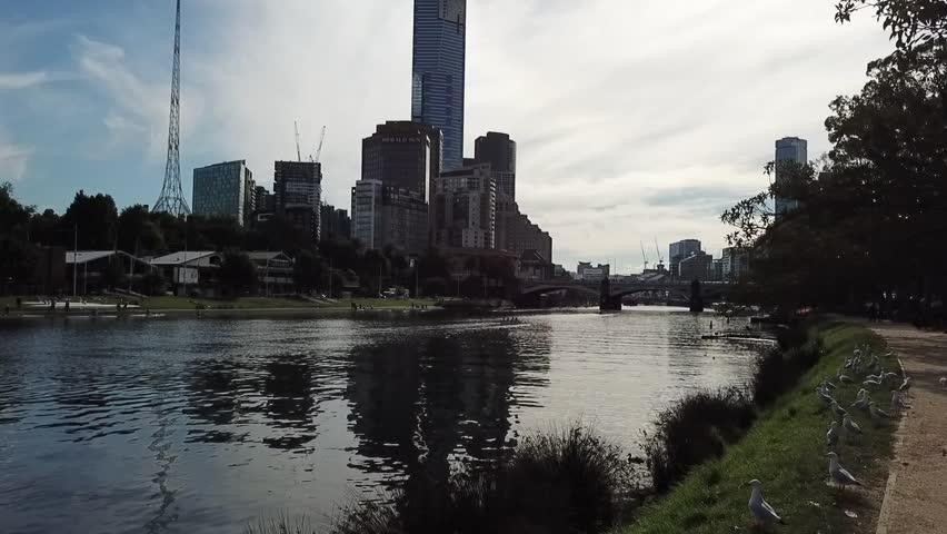 View of Melbourne city (Aerial footage) 