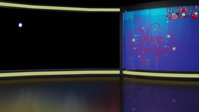 Fire works display in window, background for TV program with holiday theme. Seamless loopable HD video.