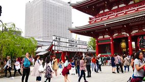 TOKYO JAPAN APRIL 16 , 2017 : Travel video Many tourists come to Sensoji temple tourists take photos and enjoy the beauty of the temple