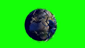 Planet Earth in the form of a ball in space, maps and textures provided by NASA, video loop hromakey