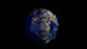 Planet Earth in the form of a ball in space, maps and textures provided by NASA, video loop
