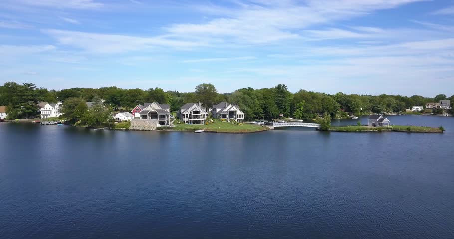 Aerial view of a Lake House at Quinsigamond State Park