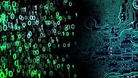 The binary code is generated from left to right, and the digits are moved towards the motherboard. Concept of information technology. - Powered by Shutterstock - Get 15% off with code: PIKWIZARD15