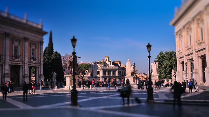 time lapse Capitol square in Rome, designed by Michelangelo