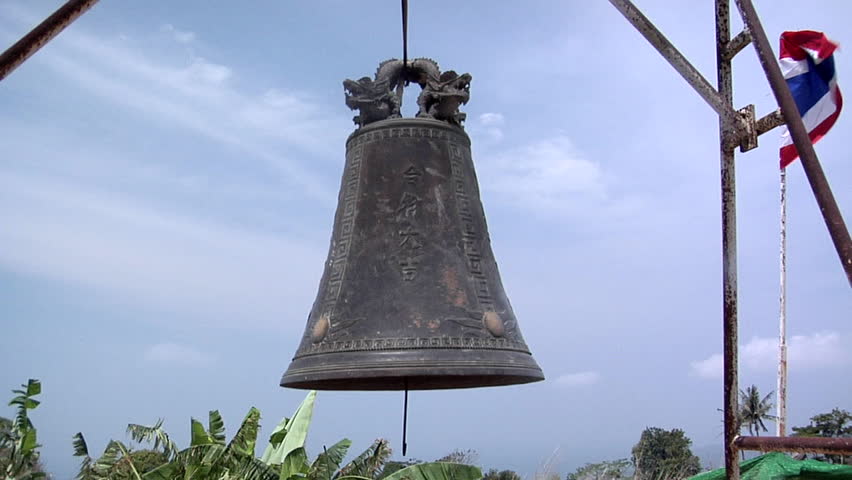 Old Chinese Bell behind the Big Buddha Statue at Wat Phrathong