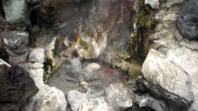 China Tengchong, volcanic geothermal hot water outlet, hot water eruption video