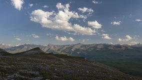Russia, Republic of Kabardino-Balkaria, time lapse. Summer in the mountains of the Caucasus. Formation and movement of clouds over mountain peaks.