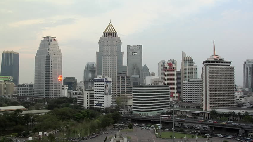 skyline buildings silom sathon district lumphini Stock Footage Video ...