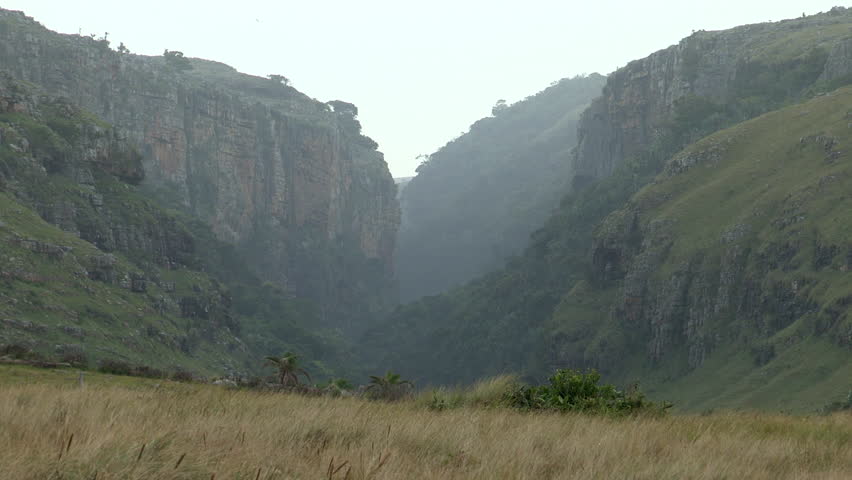 A shot of a misty canyon in the Transkei .