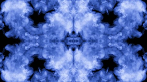Ink kaleidoscope is abstract ink background like Rorschach inkblot test14 Blue ink or smoke isolated on black in slow motion. Gouache dissolves in water. For alpha channel use luma matte as alpha mask