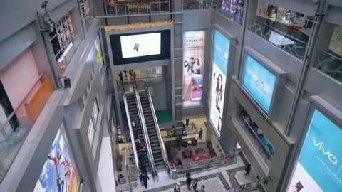 MBK shopping mall inside seen from high up - Bangkok, Thailand - September 2017