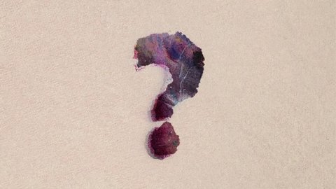 grunge watercolor drawn question mark sign cartoon stop motion animation on paper background seamless loop - new dynamic joyful stop motion video art school science footage