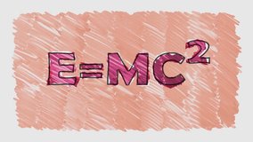 2 drawn relativity formula marker and pencil words seamless loop background cartoon animation - new quality font dynamic joyful video school footage