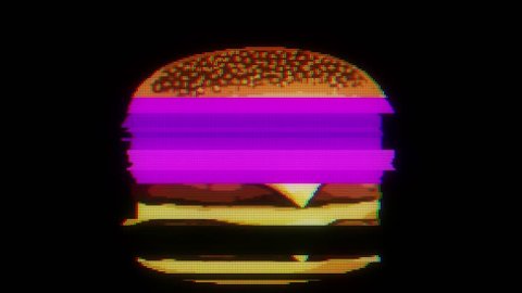 drawn marker pixel burger glitch cartoon handmade animation seamless loop lcd screen background ... New quality universal vintage stop motion dynamic animated colorful joyful cool video footage