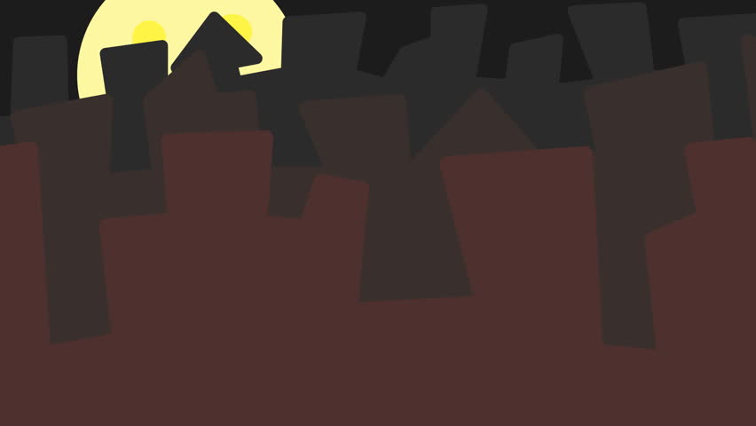 simple flat animation of the night city with parallax effect