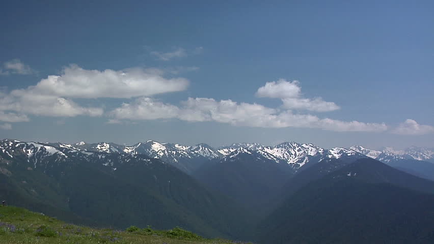 Hurricane Ridge Viewpoint with the Olympic Mountain Range of the Olympic National Park, Washington