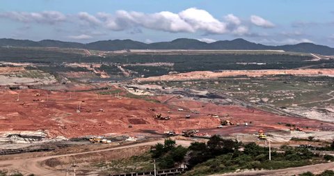 Timelapse Open pit lignite mine in the Maemoh,Lampang,Thailand
