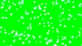 Snow flakes fall on green screen animation. Christmas winter background footage 4k video.