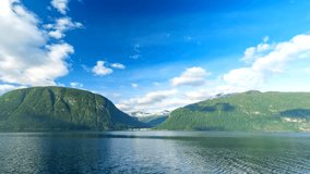 Time lapse footage of beautiful fjord landscape. Video of popular fjord area in a Norway.