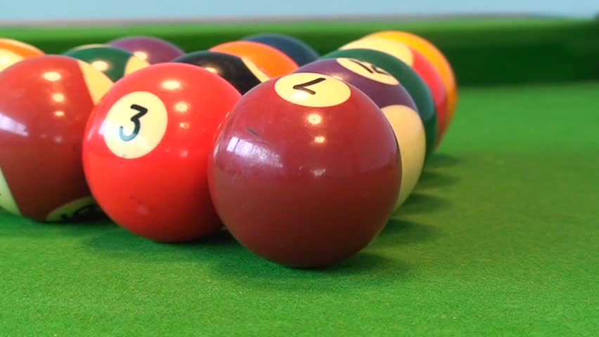Tracking shot of pool triangle