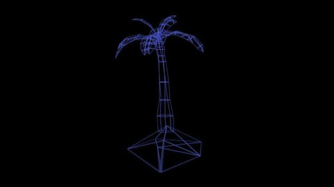 A rotating wireframe-island. 80s aesthetic. Video stock