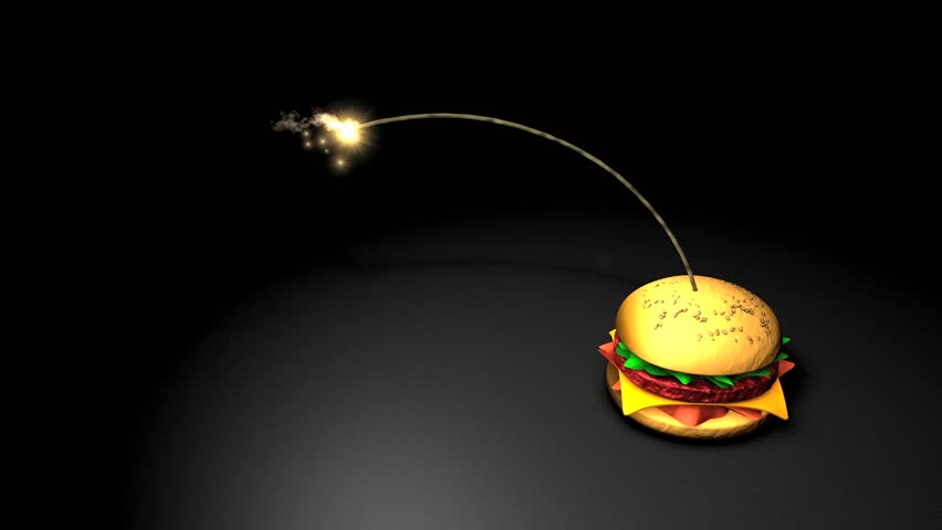 concept animation, fast food bomb.
