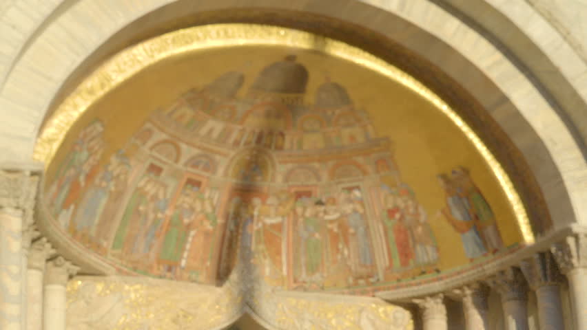 The paintings on the ceiling of San Marco Cathedral in the city of in Venice Italy
