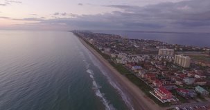 Aerial Cityscape video of South Padre Island at Sunrise