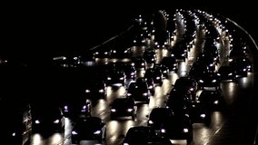 Video (25 fps), full HD 1080 of traffic jam at rush hour on motorway slowly moving , light time lapse
