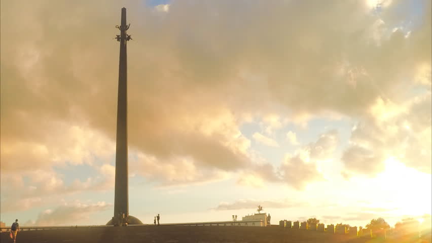 Monument In The City Park in summer Timelapse