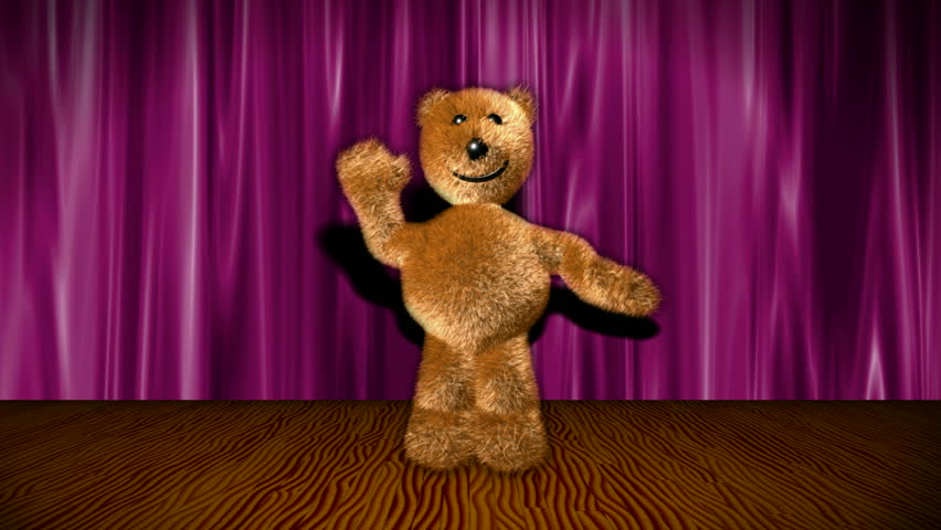 Dancing bear on stage HD1080 3D animation