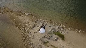 Happy Brides ,Aerial view of a couple, bride and groom 
