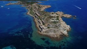 Aerial video of Caprera Island in La Maddalena Archipelago in Emerald Coast. Famous Italian general Giuseppe Garibaldi retired on this island.

