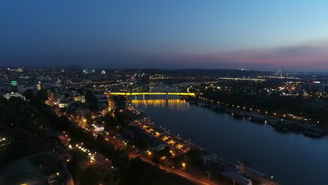 360 aerial city panorama night 3
