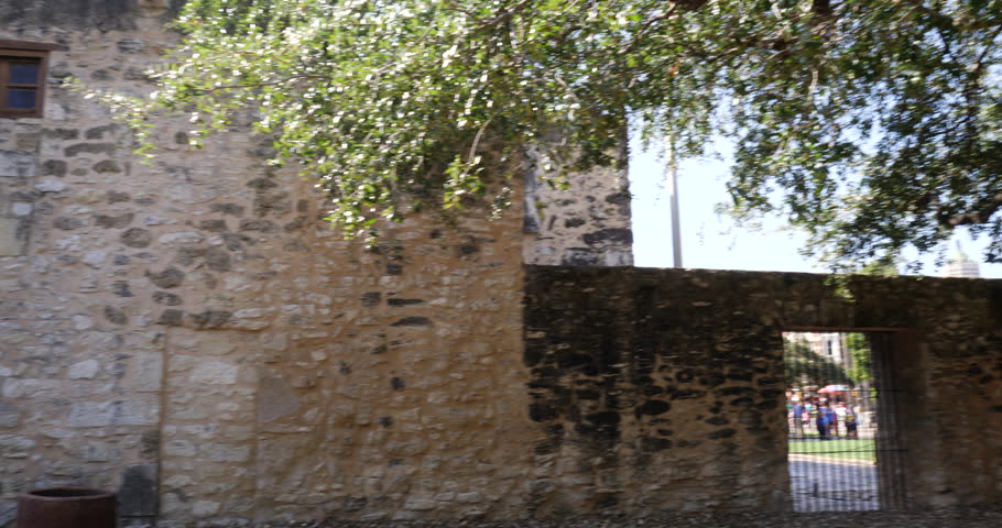 The Alamo Mission in San Antonio Texas Tilting Down in Cactus