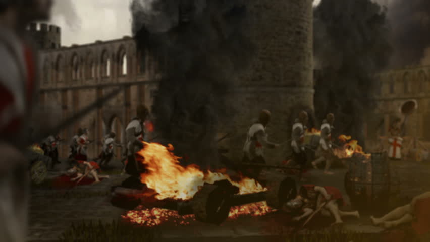 Crusaders attack a castle