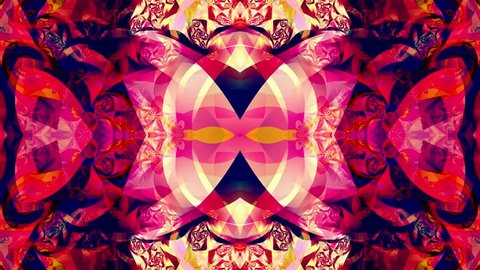 Red kaleidoscope sequence patterns. 4k Abstract multicolored motion graphics background handmade. Or for yoga, clubs, shows, mandala, fractal animation. Beautiful bright ornament. Seamless loop.