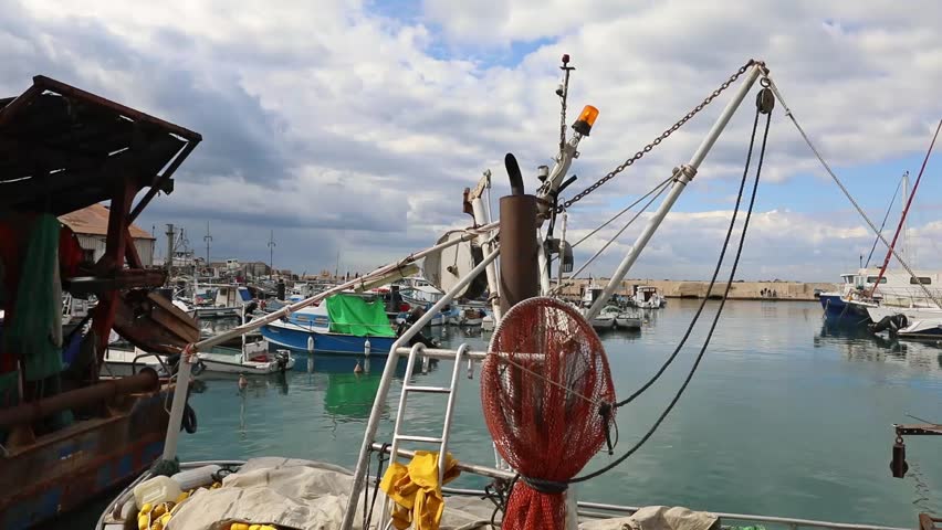 Mediterranean coast of Israel. Fishing boats parking in the old Jaffa Port in Tel Aviv Jaffa, Israel. It