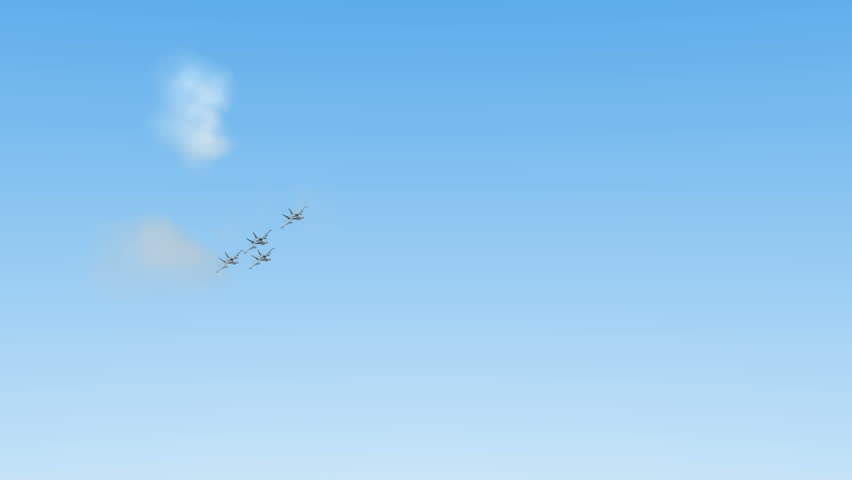 Four f18 hornets flying. 3d animation