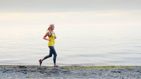 Gorgeous Woman Jogging Slow Motion Front Stock Footage Video (100% 