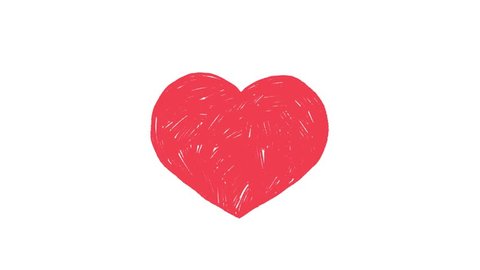 pink heart on white background. hand drawn animation loop