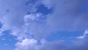 Moving clouds and blue sky time lapse of stormy day, Flight over, loop-able, cloudscape, day, Full HD, 1920x1080, Rolling clouds, FHD