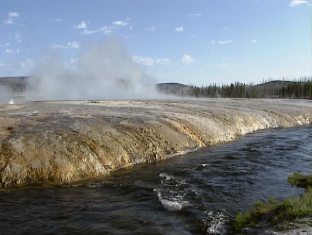 River streaming along volcanic area Black Sand Basin, Yellowstone National Park.