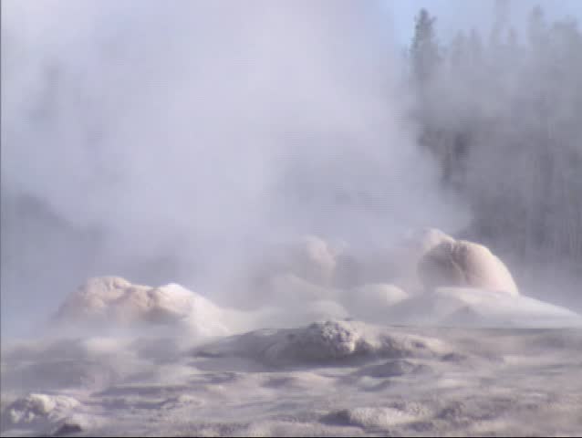 steaming fumarole of Old Faithful in Yellowstone National Park