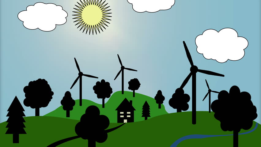 wind energy cartoon Stock Footage Video (100% Royalty-free) 3322694