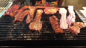 Chiang Mai Street Food : Charcoal Grilled Spare Ribs 
