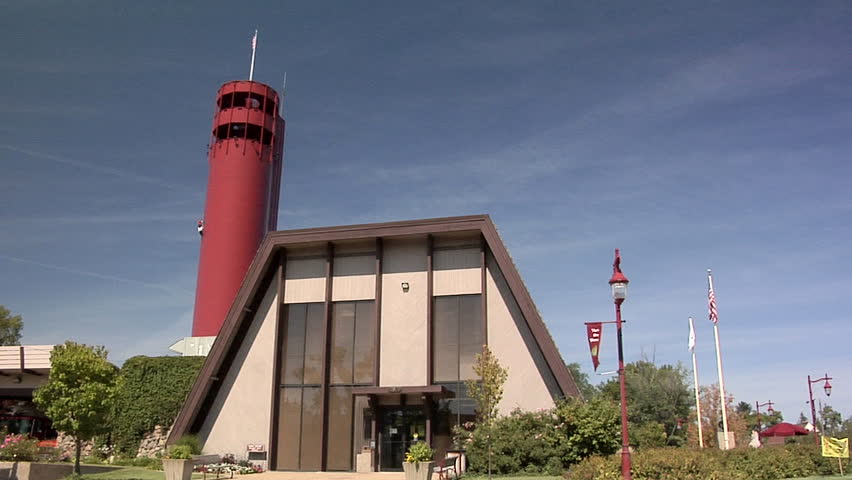PEORIA, ILLINOIS - CIRCA SEPTEMBER 2008: The Observation Tower of the Tower Park with the Village Hall at Peoria Heights,
